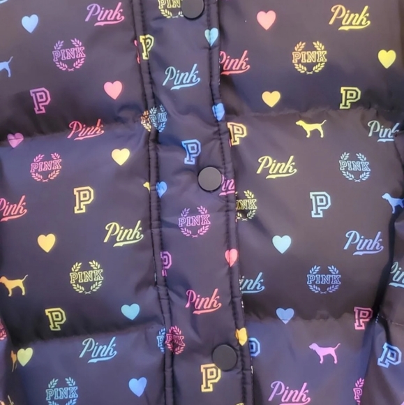 PINK VS Medium Rainbow Puffer Winter Coat - Picture 3 of 8